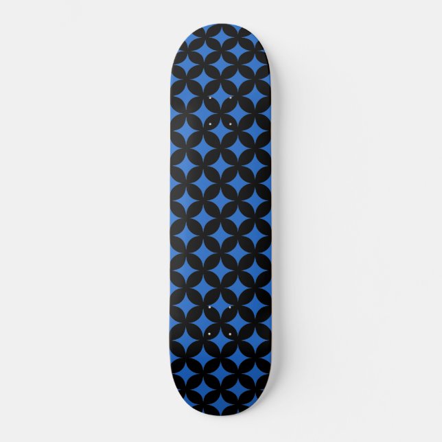 Skateboard étoiles Abstraites en noir et bleu (Recto)