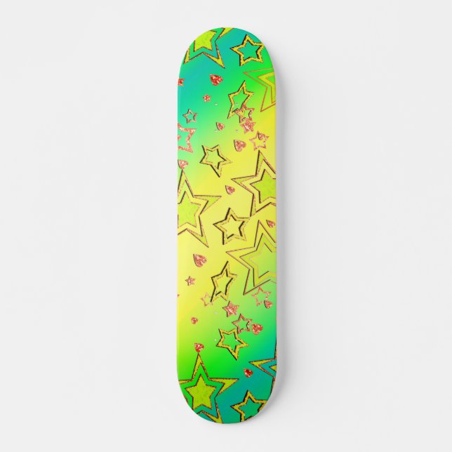 Skateboard Etoiles de confetti brillantes de parties scintill (Devant)