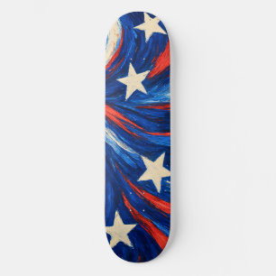 Skateboard Étoiles et bandes rouges blanches et bleues