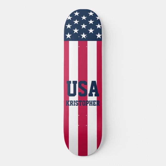 Skateboard Étoiles et rayures US Drapeau personnalisé (Recto)