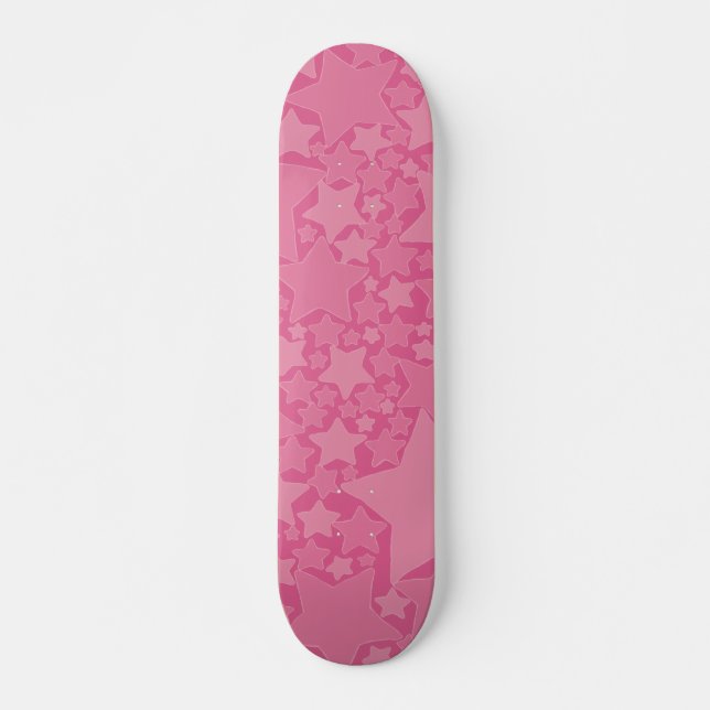 Skateboard Étoiles, Étoiles, Étoiles - Rose (Devant)