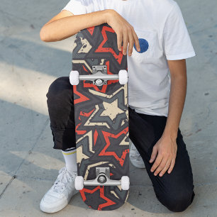 Skateboard Étoiles noires rouges modernes Motif grunge person