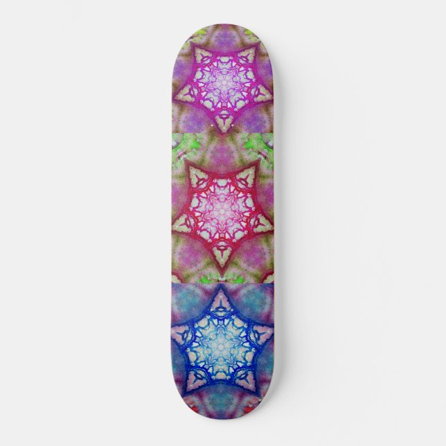 SKATEBOARD ÉTOILES ROSE BLEU ABSTRAITES (Recto)