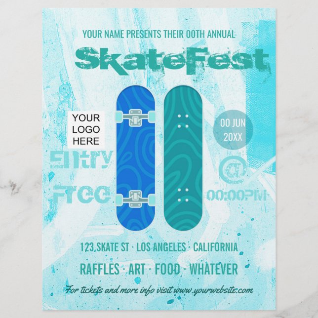 Skateboard Eventwerbung fügt Foto und Logo hinzu Flyer (Vorne)