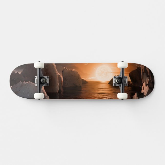Skateboard Exoplanet Trappist-1f De Son Côté Nocturne Icy. (Horz)