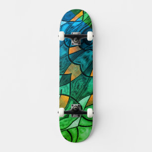 Skateboard Expressionnisme moderne bleu vert