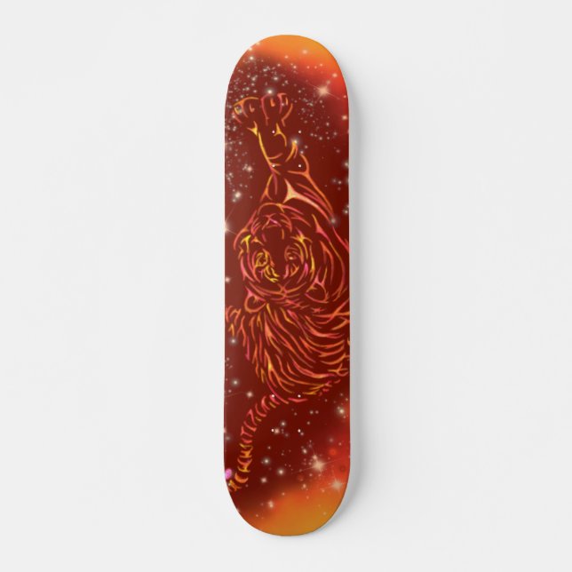 Skateboard Extraordinaire Tigre De Feu Courant À Galaxy Starr (Devant)