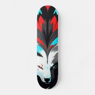 Skateboard Face Fox Abstraite