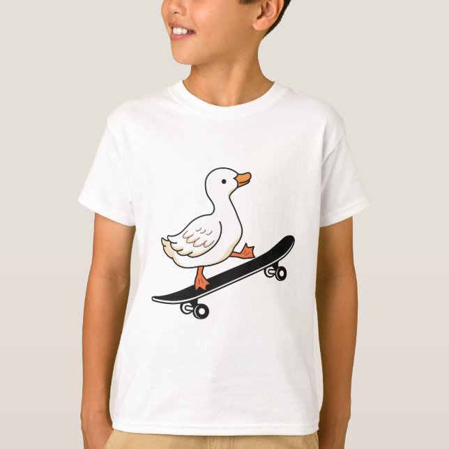 Skateboard fahrende Ente T-Shirt (Vorderseite)