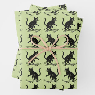 Skateboard fahrende Katze Geschenkpapier Set