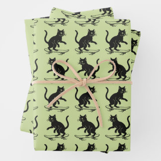 Skateboard fahrende Katze  Geschenkpapier Set