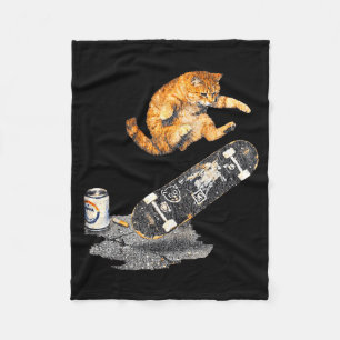 Skateboard fahrende Katze Street Meme lustiges Kät Fleecedecke
