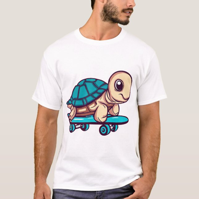 Skateboard fahrende Schildkröte T-Shirt (Vorderseite)