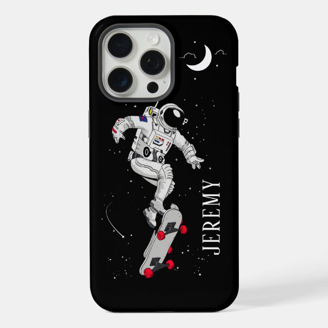 Skateboard fahrender Astronaut  iPhone 15 Pro Max Hülle (Rückseite)