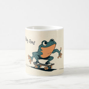 Skateboard fahrender Frosch – Süße Cartoon-Tier-Ku Kaffeetasse