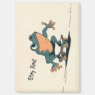 Skateboard fahrender Frosch – Süße Cartoon-Tier-Ku Magnet