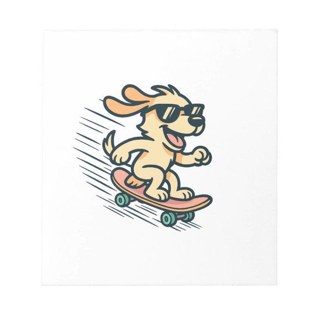 Skateboard fahrender Hund Notizblock (Vorderseite)