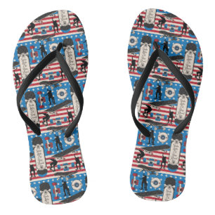 Skateboard fahrender patriotischer USA Skateboardf Flip Flops