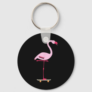 Skateboard fahrender rosa Flamingo Cool lustige Gr Schlüsselanhänger