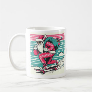 Skateboard fahrender Weihnachtsmann Kaffeetasse