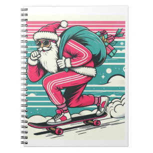 Skateboard fahrender Weihnachtsmann Notizblock