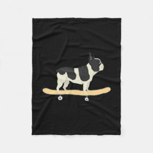 Skateboard-fahrendes Französische Bulldogge-Welpen Fleecedecke