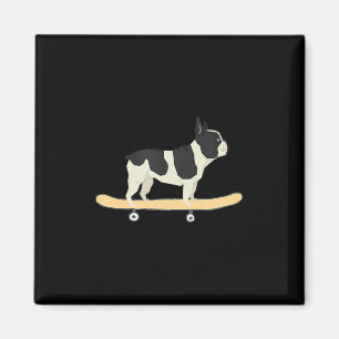 Skateboard-fahrendes Französische Bulldogge Welpen Magnet