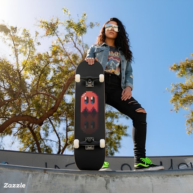 Skateboard fan art Pac-Man fantôme rouge noir (Skateboard fan art Pac-Man fantôme rouge noir)