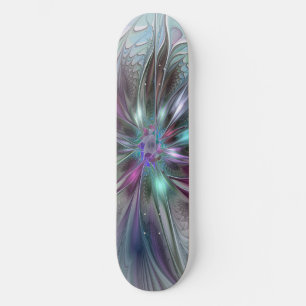 Skateboard Fantaisie Abstraite Moderne Fleur Fractale Colorée