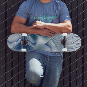 Skateboard Fantaisie dynamique Abstrait Tons bleus Art fracta