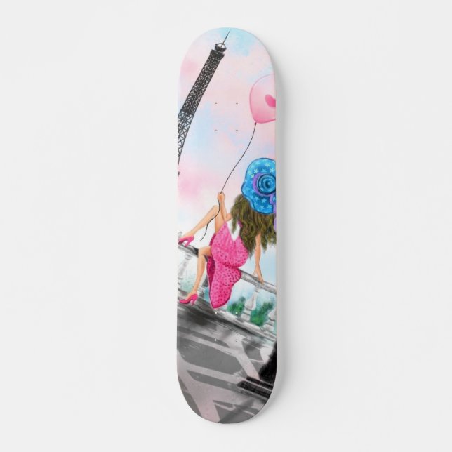 Skateboard Femme À Paris Tour Eiffel (Devant)