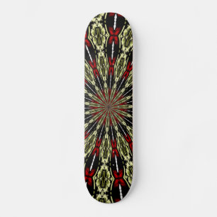 Skateboard Fenêtre en verre rouge et or Kaleidoscope