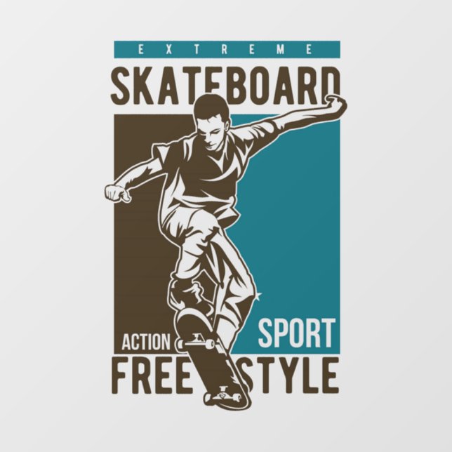 Skateboard Fensteraufkleber (Blatt)