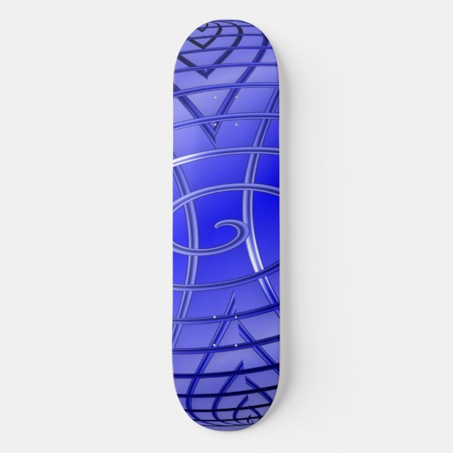 Skateboard Fer à Ligne Bleue Mince (Recto)