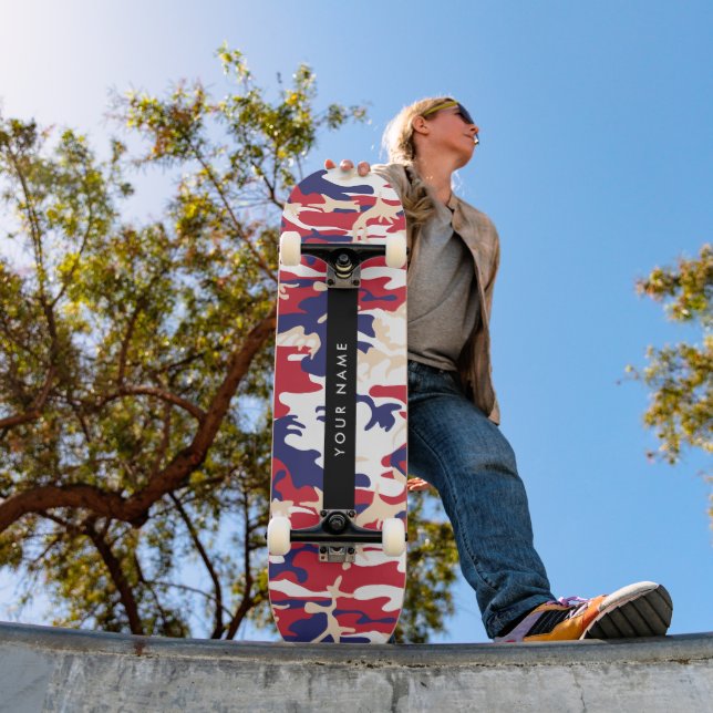 Skateboard Fête de l'Indépendance Camouflage Votre nom Person (Extérieur 1)