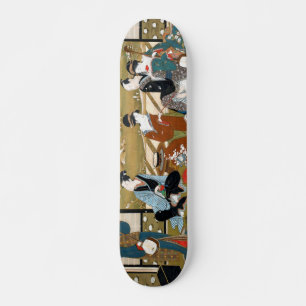 Skateboard Fête d'hiver d'Utagawa Toyoharu woblock japan