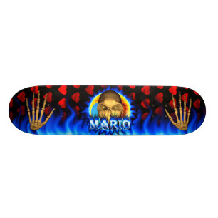 Skateboard Feu bleu de Mario skull Skatersollie skateboard.