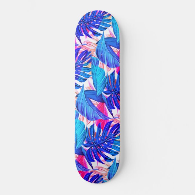 Skateboard Feuille coloré tropical (Recto)