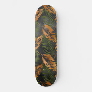 Skateboard Feuille de palmier marron cuivre noir Glam Tropica