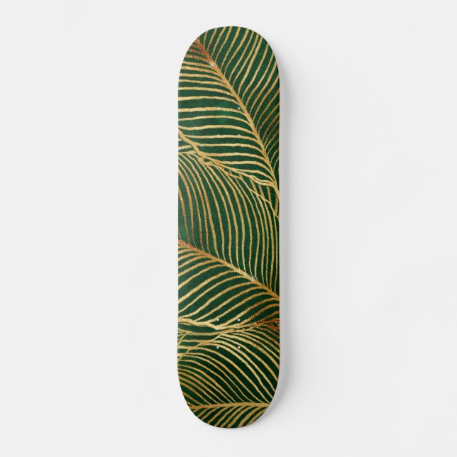 Skateboard Feuille d'or Forêt verte Élégant Motif (Recto)