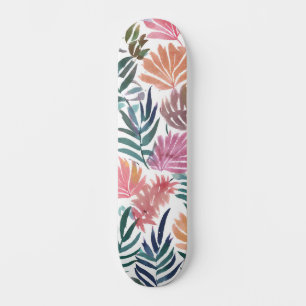 Skateboard Feuilles botaniques aquarelle   Feuille florale co
