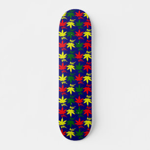 Skateboard Feuilles de mauvaises herbes gouttes bleu conçu