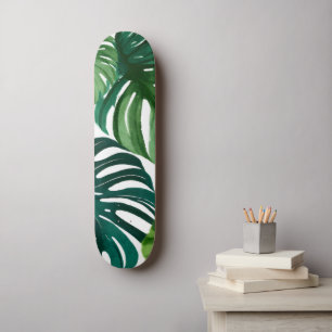 Skateboard Feuilles de Monstera Aquarelle