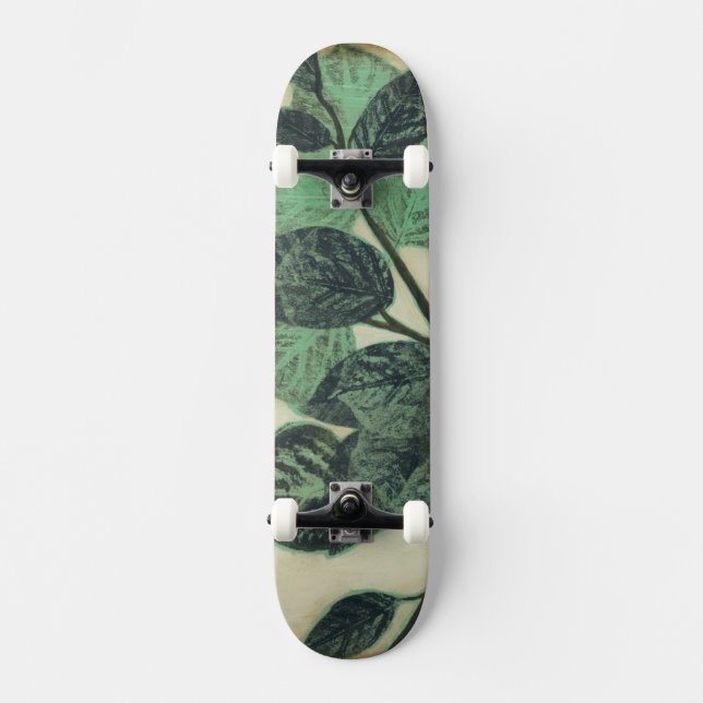 Skateboard Feuilles et succursales sur Arrière - plan de crèm (Recto)