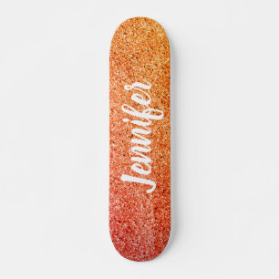 Skateboard Fille Chic Orange Parties scintillant Jaune Person