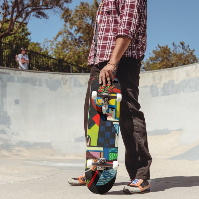 Skateboard Fille dans un Rocker - Art Abstrait (Extérieur 2)