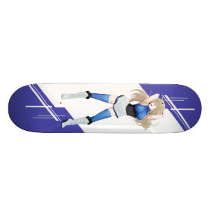 Skateboard Fille de l'Estonie Manga habillée dans le drapeau