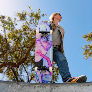 Skateboard Fille d'Internet Pastel en Lunettes Étoilées