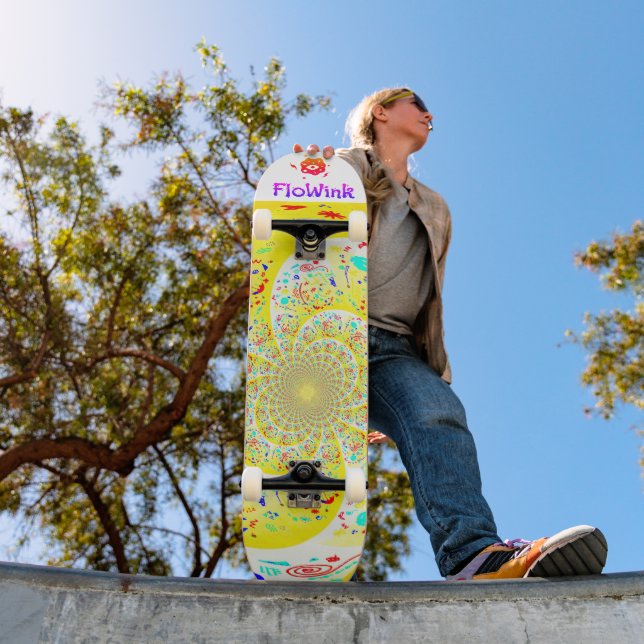 Skateboard Fille Jaune Abstraite (Extérieur 1)