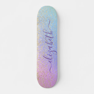 Skateboard Fille Parties scintillant Gold Confetti arc-en-cie